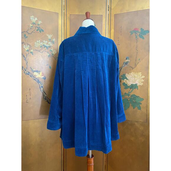 Cotton corduroy coat in blue, size 2X - Picture 6 of 6